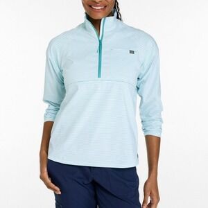 L.L.Bean Everyday SunSmart Quarter-Zip Pullover White Blue Striped Jacket - 2X